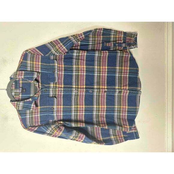 Patagonia Shirt Womans Size Small Blue Plaid Long Sleeve Button Down Flannel Fit - Picture 3 of 11